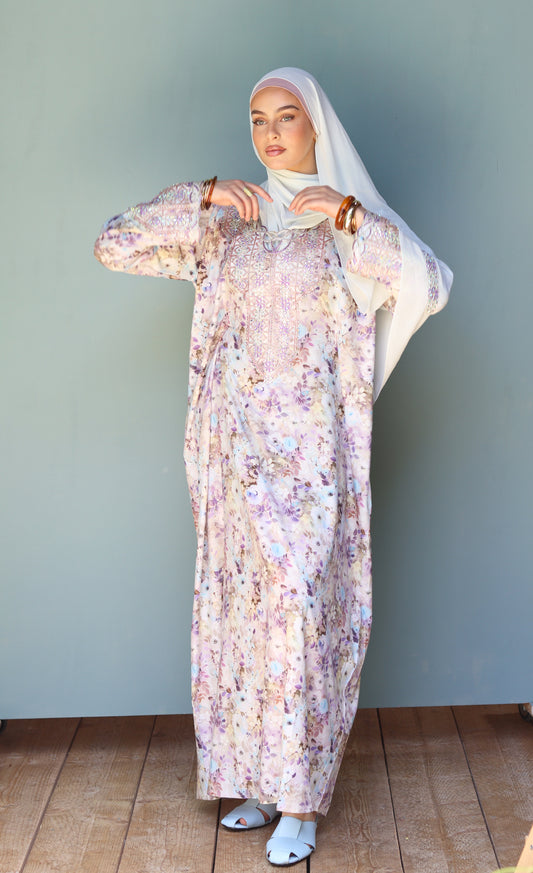 Mukhawar FARAH - Elegance florale et broderie précieuse « Lavande Étoilée »