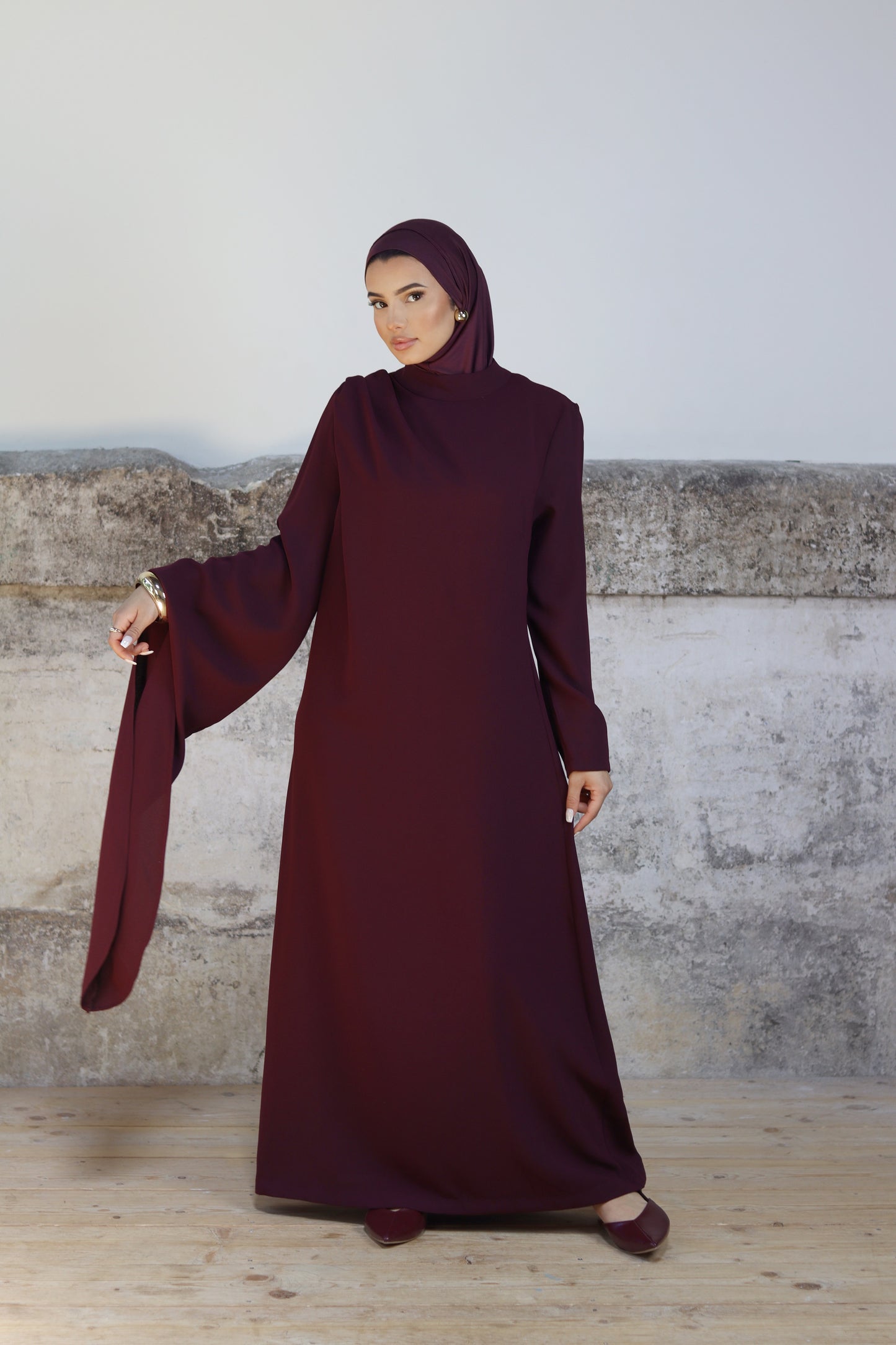 NAMELA - Robe longue asymétrique « Grenat »