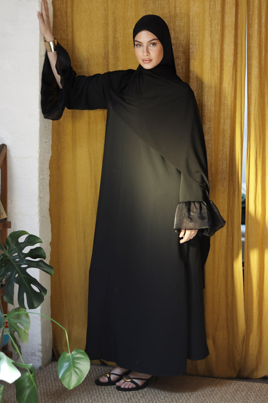 NAÏMA - Élégance Satinée en soie de medine NOIR
